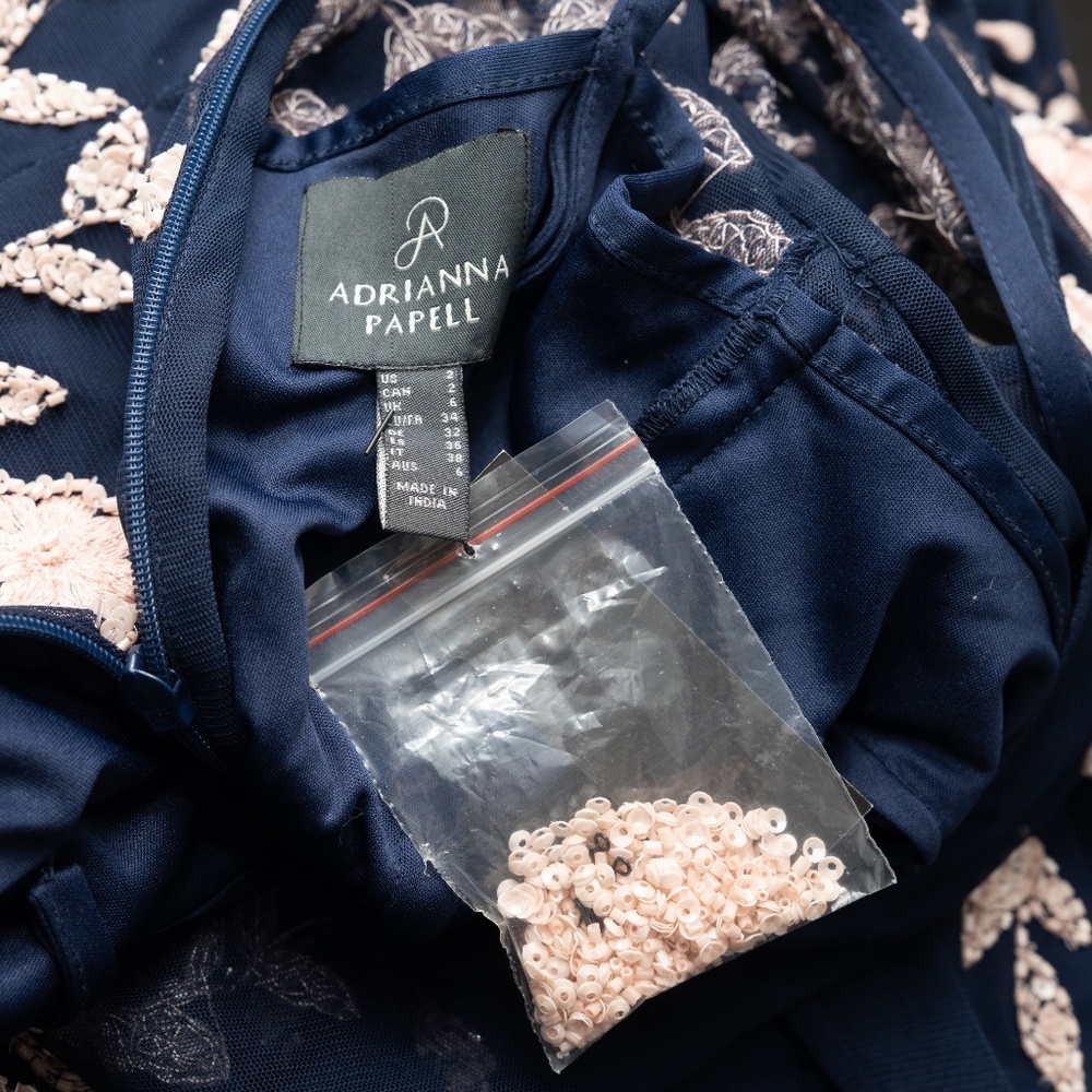 Adrianna Papell Beaded Flutter Sleeve Dress - Picture 14 of 16